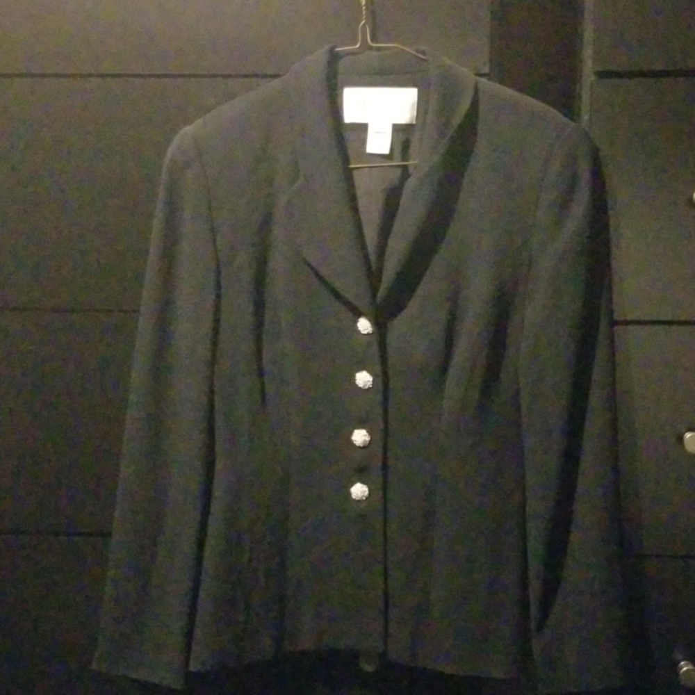 Black suit jacket with custom jewel buttons